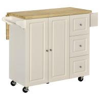 See more information about the Homcom Drop-Leaf Kitchen Island on Wheels Utility Storage Cart with Drawers & Cabinet for Kitchen