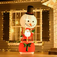 See more information about the Homcom 8ft Christmas Inflatable Decoration with Santa Claus on Snowman Hot Air Balloon