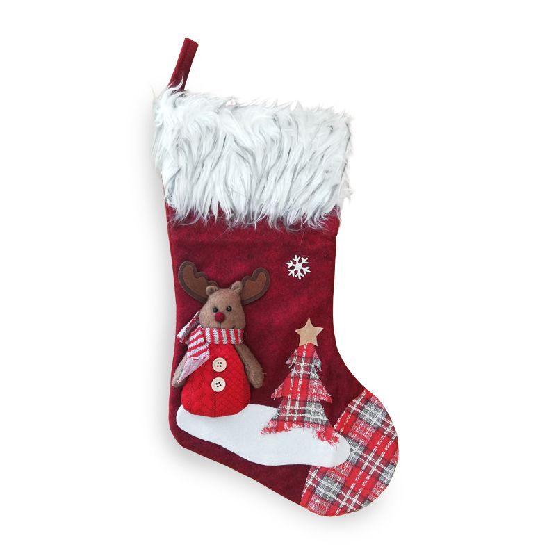 Buy Reindeer Christmas Stocking Red & Faux Fur - 20 Inch - Online at ...