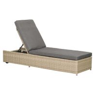 See more information about the Tuscany Rattan Garden Patio Sun Lounger by Royalcraft with Grey Cushions