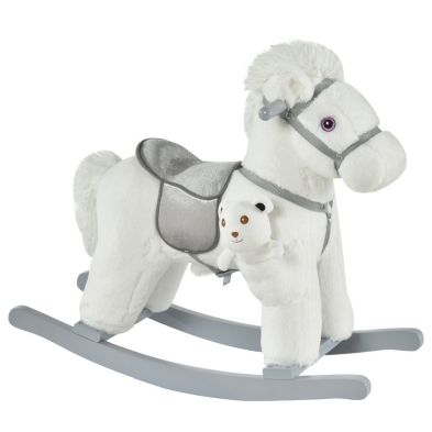 See more information about the Kids Plush Ride-On Rocking Horse Toy Rocker With Plush Toy Realistic Sounds For Child 18-36 Months White