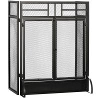 See more information about the Homcom 3-Panel Metal Mesh Folding Fireplace Screen With Door Freestanding Spark Guard