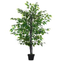 See more information about the Outsunny 145cm Artificial Banyan Plant Faux Decorative Tree W/ Cement Pot Vibrant Greenery Shrubbery Indoor Outdoor Accessory