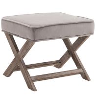 See more information about the Homcom Vintage Footstool Padded Seat X Leg Chair Velvet Cover Shabby Chic Footrest Solid Rubber Wood 49.5 x 45 x 41 cm Grey