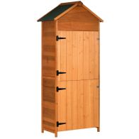 See more information about the Rustica 188cm Barn Door Reverse Apex Garden Store Lockable Fir Wood Teak by Steadfast