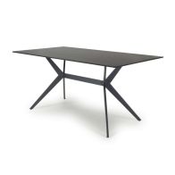 See more information about the Industrial Dining Table Metal & Ceramic Black - 160cm