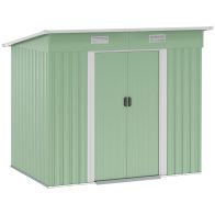 See more information about the Galvanised 7 x4' Double Door Pent Garden Store Steel Light Green by Steadfast
