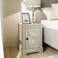 See more information about the Amelie Slim Bedside Table Light Grey 1 Door 1 Shelf