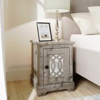 See more information about the Amelie Slim Bedside Table Grey 1 Door 1 Shelf