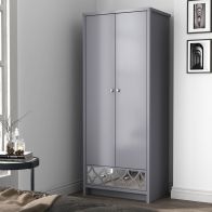 See more information about the Arianna Tall Wardrobe Grey 2 Doors 1 Drawer
