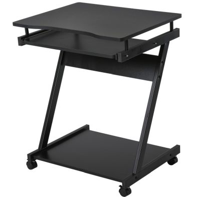 See more information about the Homcom Movable Computer Desk With 4 Moving Wheels Sliding Keyboard Tray Home Office Workstation Black