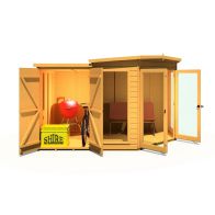See more information about the Shire Barclay 4' 2" x 7' 1" Pent Summerhouse with Side Shed - Premium Coated Shiplap