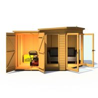 See more information about the Shire Barclay 4' 2" x 7' 9" Pent Summerhouse with Side Shed - Premium Coated Shiplap