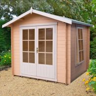 Shire Barnsdale Untreated 19mm Garden Log Cabin & Veranda 8' x 8'