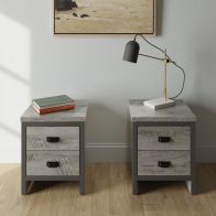 See more information about the 2 Boston Bedside Tables Grey 2 Drawers