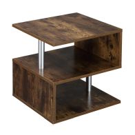 See more information about the Homcom Coffee End Table S Shape 2 Tier Storage Shelves Organizer Versatile Home Office Furniture (Natural)