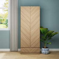 See more information about the Catania Tall Wardrobe Light Brown 2 Doors 1 Drawer