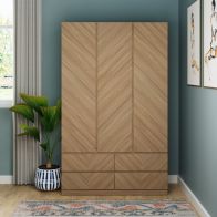 See more information about the Catania Tall Wardrobe Light Brown 3 Doors 4 Drawers