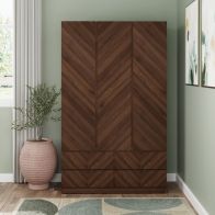 See more information about the Catania Tall Wardrobe Dark Brown 3 Doors 3 Drawers