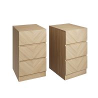See more information about the 2 Catania Slim Bedside Tables Light Brown 3 Drawers