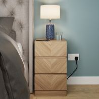 See more information about the Catania Slim Bedside Table Light Brown 3 Drawers