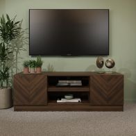 See more information about the Catania TV Unit Dark Brown 3 Shelves 2 Doors