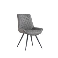 See more information about the Pair of Urban Retro Dining Chairs Metal & Faux Leather Grey