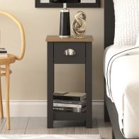 See more information about the Dawlish Slim Bedside Table Grey 1 Shelf 1 Drawer
