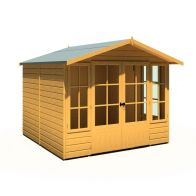 See more information about the Shire Delmora 7' 7" x 7' 10" Apex Summerhouse - Premium Dip Treated Shiplap