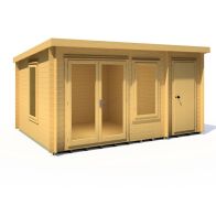 See more information about the Shire Elm 10' 4" x 13' 11" Pent Log Cabin - Premium 19mm Cladding Log Clad