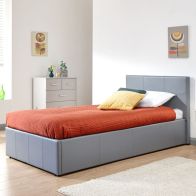 Winston End Lift Single Ottoman Bed Grey Faux Leather