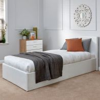 Winston End Lift Single Ottoman Bed White Faux Leather