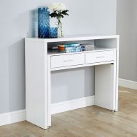Budget Extending Console Desk White 2 Drawer
