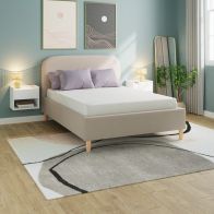 See more information about the Florence Double Bed Wood & Fabric Natural 5 x 7ft
