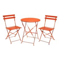 Wensum Metal 3 Piece Garden Patio Furniture Table with 2 Chairs Coral