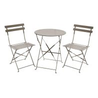 Wensum Metal 3 Piece Garden Patio Furniture Table with 2 Chairs Taupe