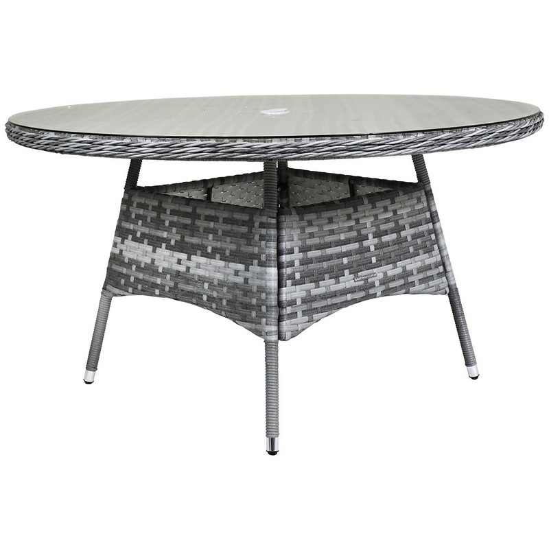 Buy Wensum Rattan Round 4 Seater Garden Dining Table Grey Online At