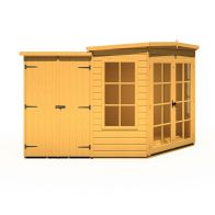See more information about the Shire Hampton 3' 10" x 6' 8" Pent Summerhouse with Side Shed - Premium Dip Treated Shiplap