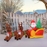 See more information about the Homcom Large Self-inflating Inflatable Xmas Santa Claus Sledge Sleigh w/Reindeer LED Outdoor Blow Up Christmas Decoration