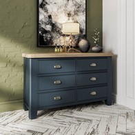 See more information about the Bondi Large Chest of Drawers Oak Blue 6 Drawers