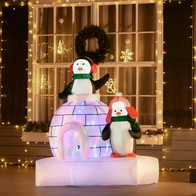 See more information about the Homcom 5ft Christmas Inflatable Two Penguins Wearing a Scarf with Ice House Blow Up Decor Home Indoors with Built-in LED Lights Outdoor Toys in Lawn Garden