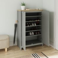 See more information about the Lancaster Tall Shoe Storage Grey 2 Doors 4 Shelves