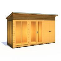 See more information about the Shire Lela 4' 2" x 11' 8" Pent Summerhouse with Side Shed - Premium Dip Treated Shiplap
