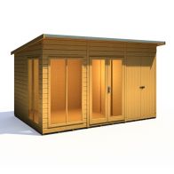 See more information about the Shire Lela 8' 1" x 11' 8" Pent Summerhouse with Side Shed - Premium Dip Treated Shiplap