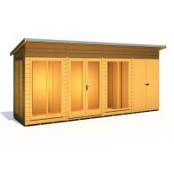 See more information about the Shire Lela 4' 2" x 15' 7" Pent Summerhouse with Side Shed - Premium Dip Treated Shiplap