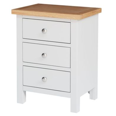 Lucerne Oak White 3 Drawer Bedside Table