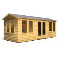 See more information about the Shire Melrose 7' 10" x 19' 7" Reverse Apex Garden Office - Premium Coated Overlap