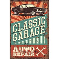 See more information about the Vintage Garage Sign Metal Wall Mounted - 40cm