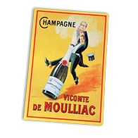 See more information about the Vintage Champagne Vicomte De Moulliac Sign Metal Wall Mounted - 42cm