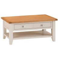 See more information about the Aurora Mist Coffee Table Oak Light Grey 1 Shelf 1 Drawer
